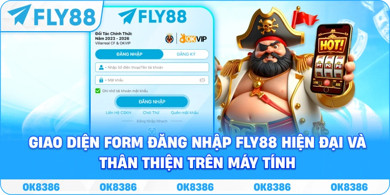 Giao diện form đăng nhập Fly88 hiện đại và thân thiện trên máy tính.